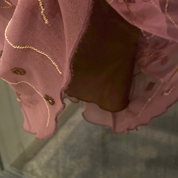 Vintage 90’s Y2K midi slip dress beaded embroidered mauve purple floral - Picture 5 of 11